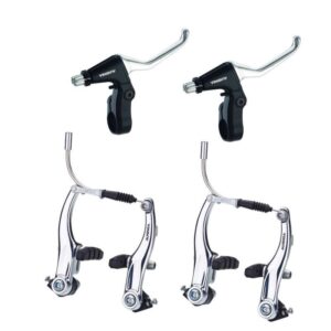 SET COMPLETO FRENOS V-BRAKE ALHONGA PLATEADO / ALUMINIO