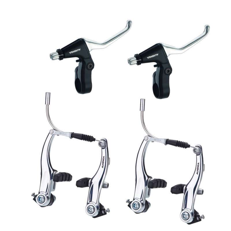 SET COMPLETO FRENOS V-BRAKE ALHONGA PLATEADO / ALUMINIO