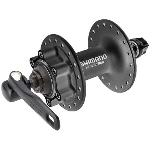 MAZA SHIMANO DELANTERA 32H / HB-M525A -QR / 6 PERNOS / ALUMINIO / NEGRO