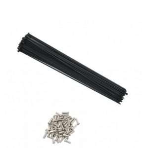 RAYOS NEGRO ACERO INOX CON NIPLES 27.5" x32H