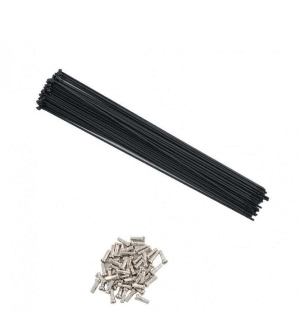 RAYOS NEGRO ACERO INOX CON NIPLES 27.5" x32H