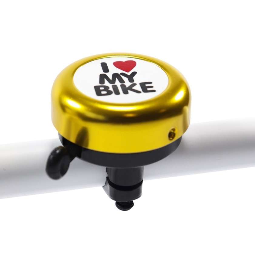 TIMBRE AMARILLO ATOM I LOVE MY BIKE / ALUMINIO / 55MM