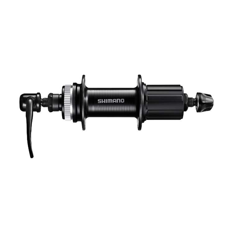 MAZA SHIMANO POSTERIOR 36H TOURNEY TX / FH-TX505-8 / 8-9-10V / CENTERLOCK / CASETERO / QR / ALUMINO / NEGRO
