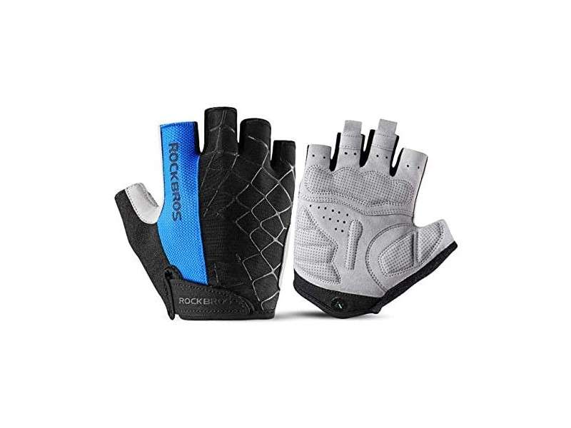 GUANTES ROCKBROS MITONES DE MEDIO DEDO S109 AZUL TALLA XL