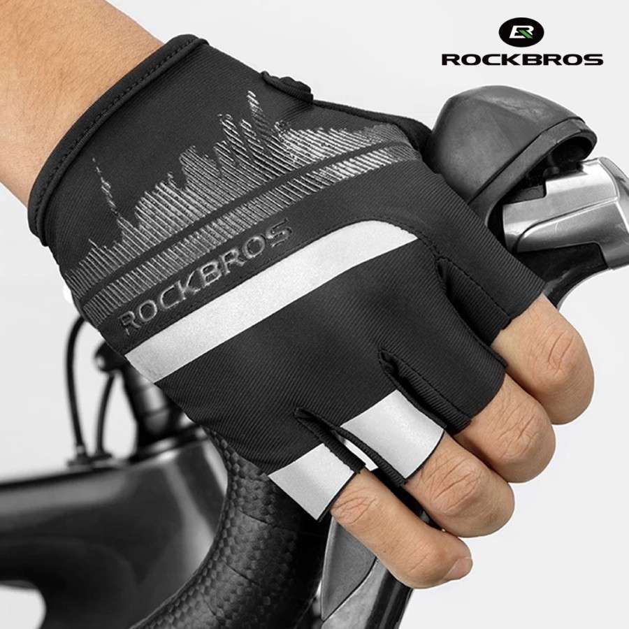 GUANTES ROCKBROS MITONES DE MEDIO DEDO S247 NEGRO TALLA XL