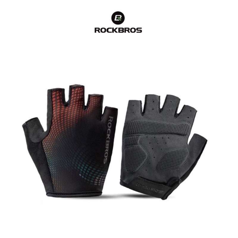 GUANTES ROCKBROS MITONES DE MEDIO DEDO S257 ROJO TALLA  M / L / XL